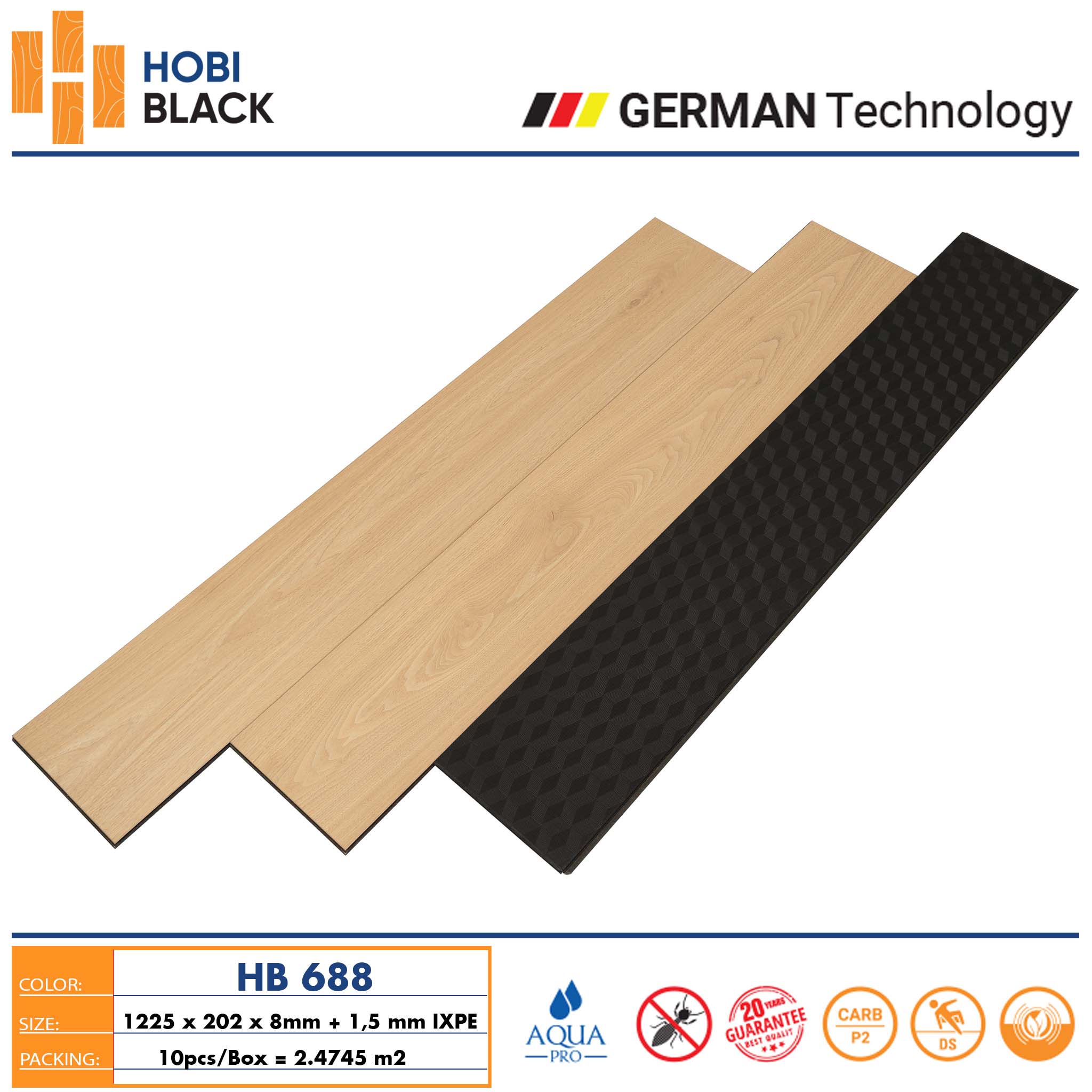 Sàn gỗ Hobi black 8mm HB688