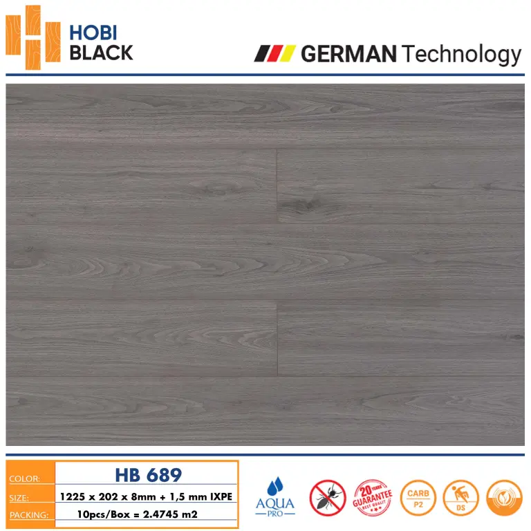 Sàn gỗ Hobi black 8mm HB689
