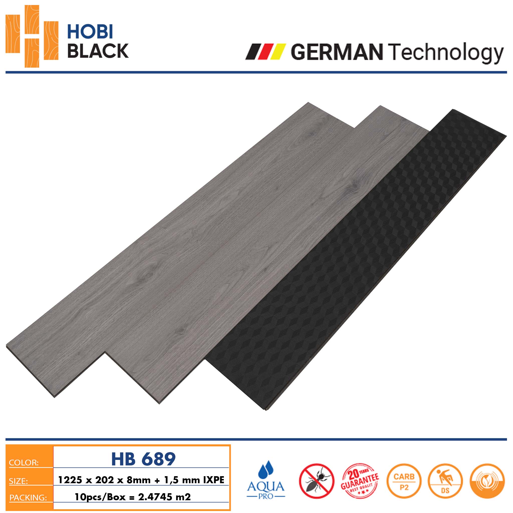 Sàn gỗ Hobi black 8mm HB689