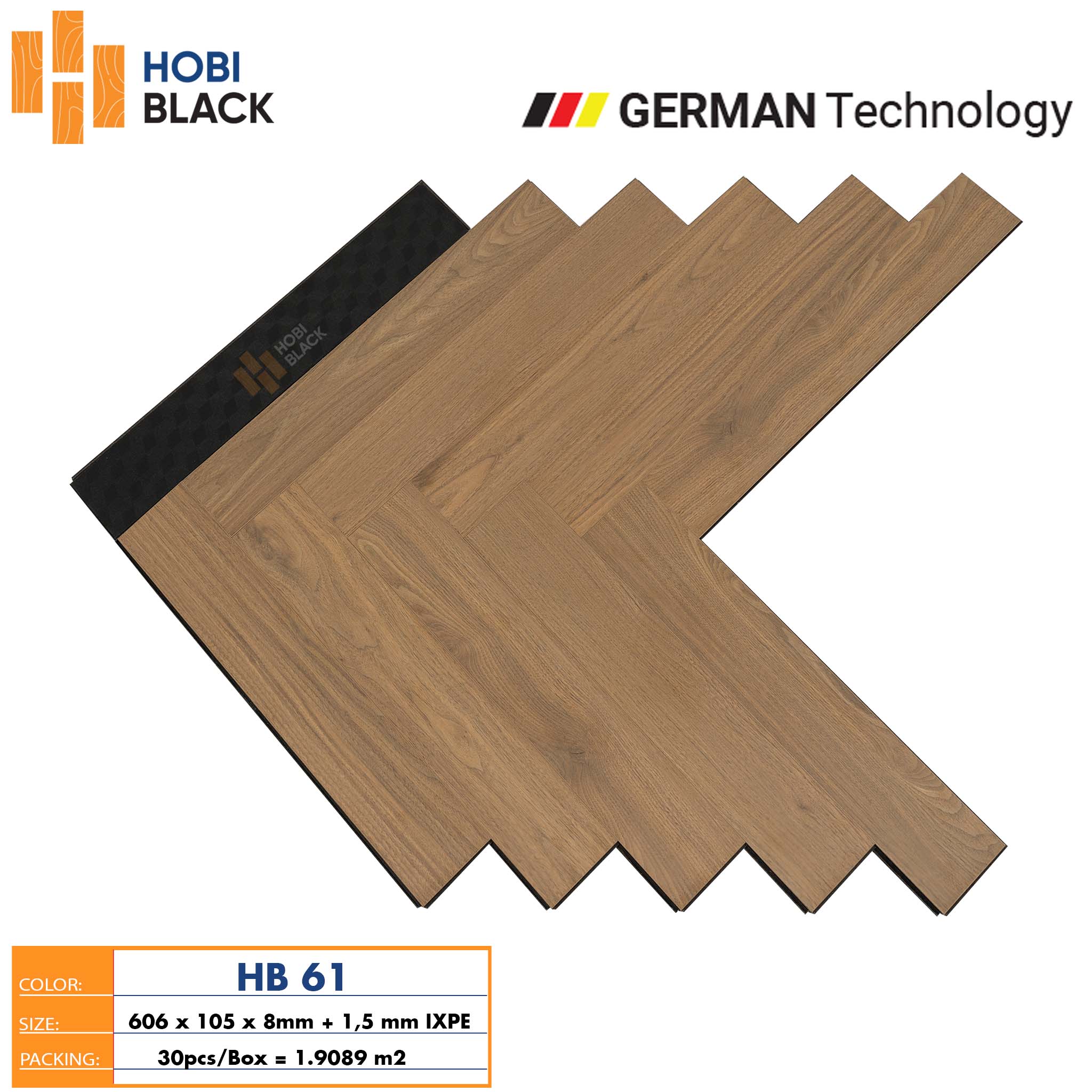 Sàn gỗ Hobi Black xương cá 8mm HB61