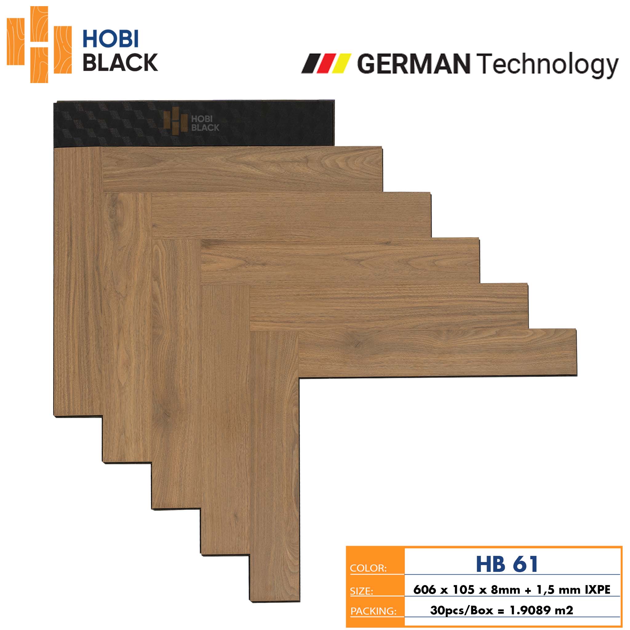 Sàn gỗ Hobi Black xương cá 8mm HB61