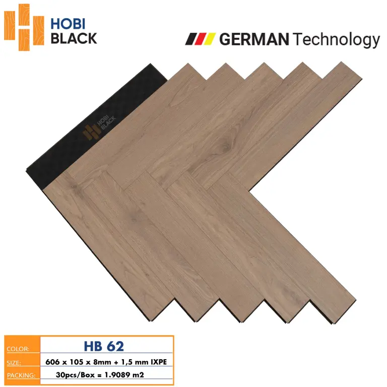 Sàn gỗ Hobi Black xương cá 8mm HB62
