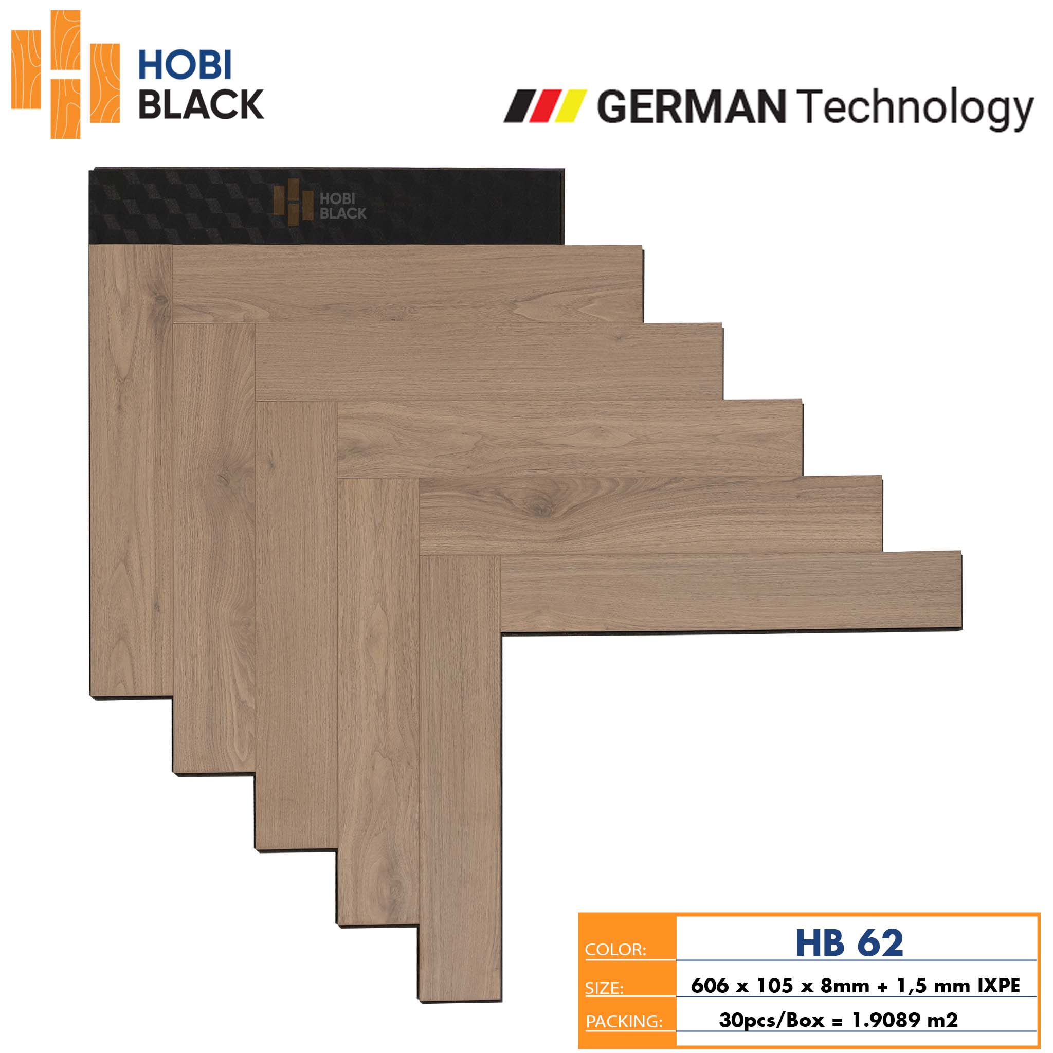 Sàn gỗ Hobi Black xương cá 8mm HB62
