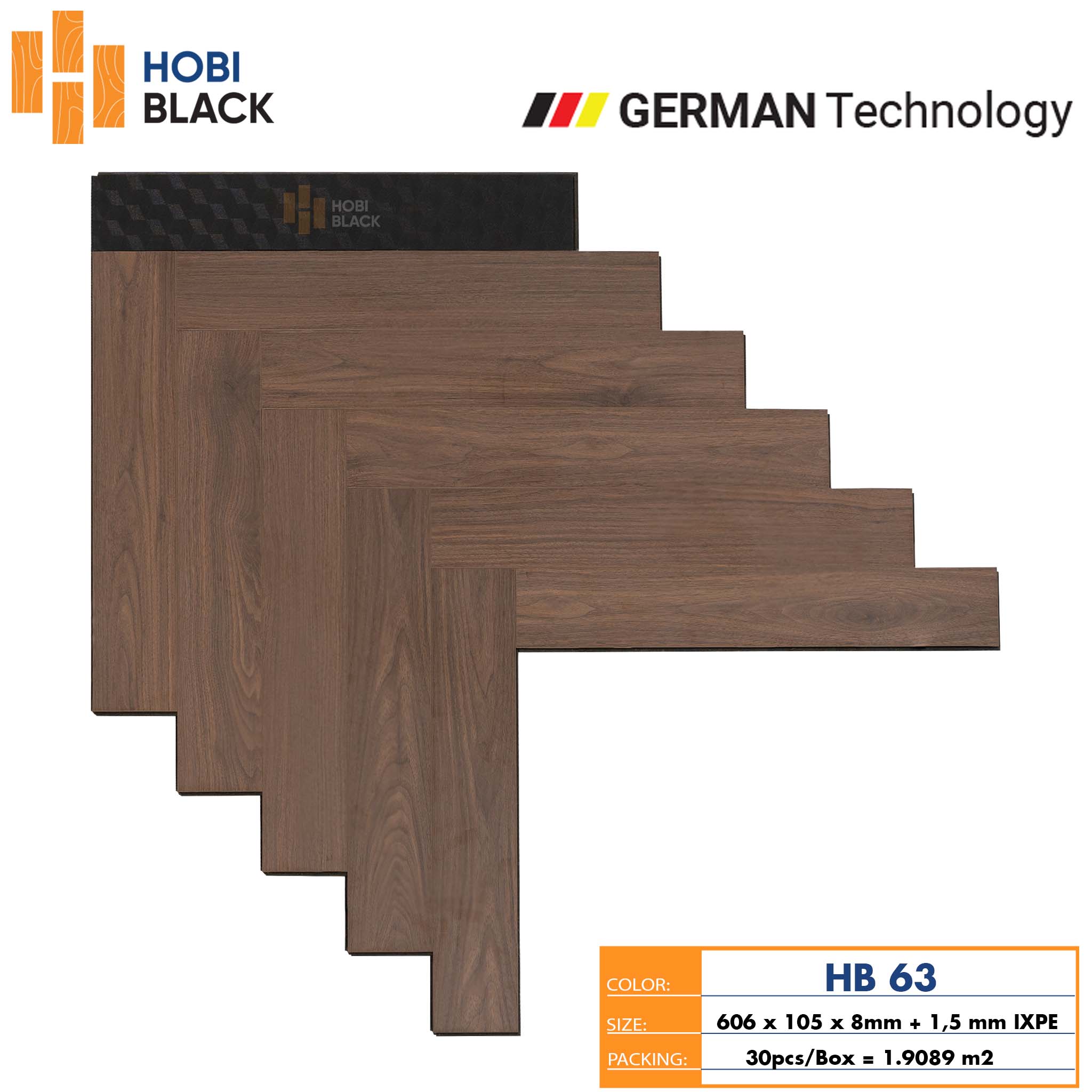 Sàn gỗ Hobi Black xương cá 8mm HB63