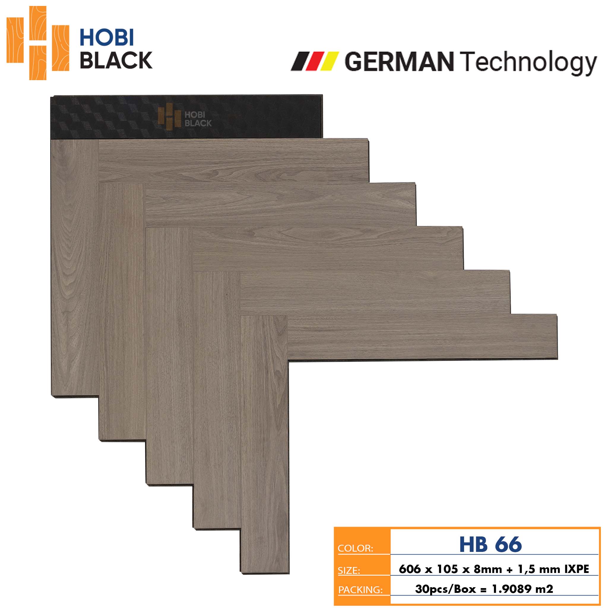 Sàn gỗ Hobi Black xương cá 8mm HB66