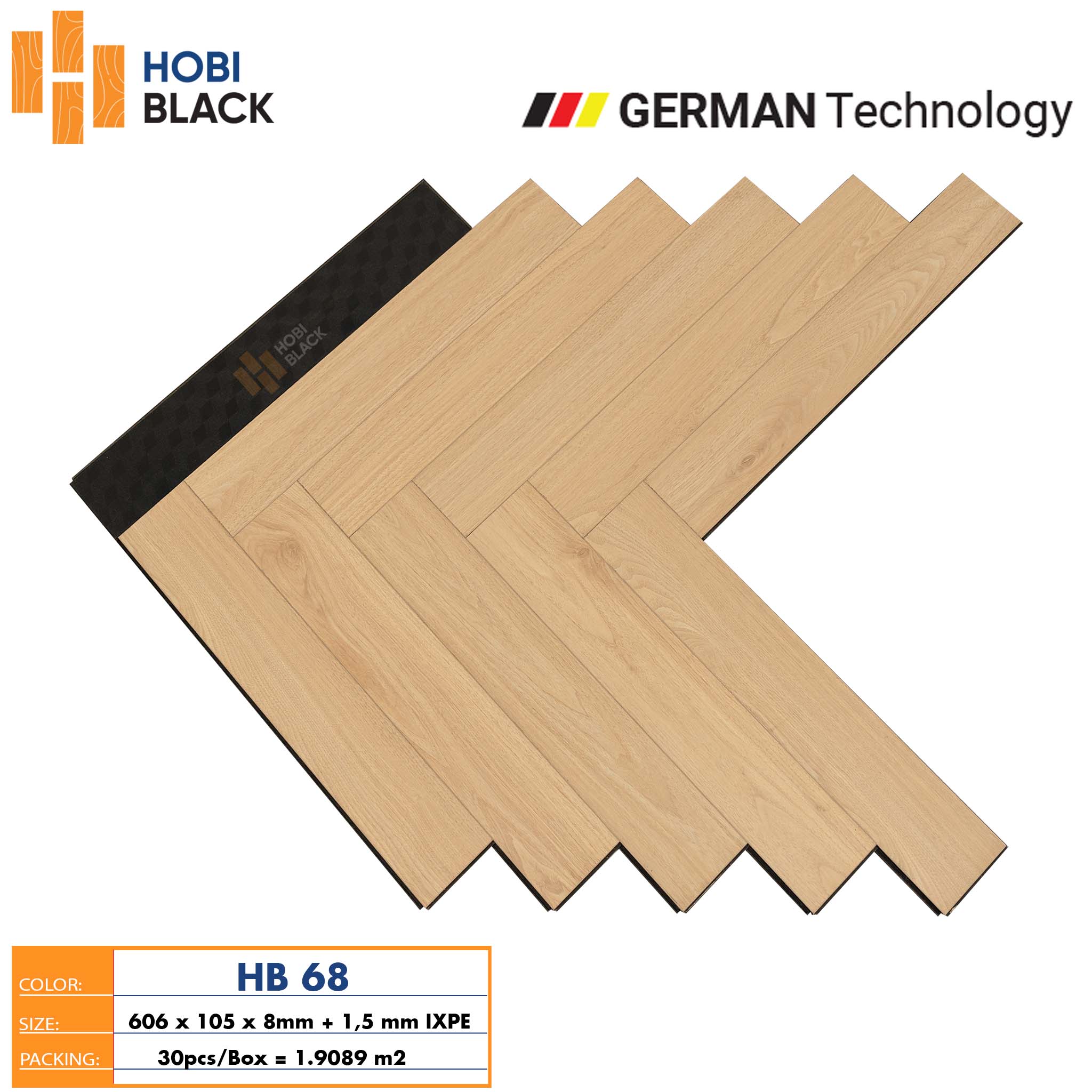 Sàn gỗ Hobi Black xương cá 8mm HB68