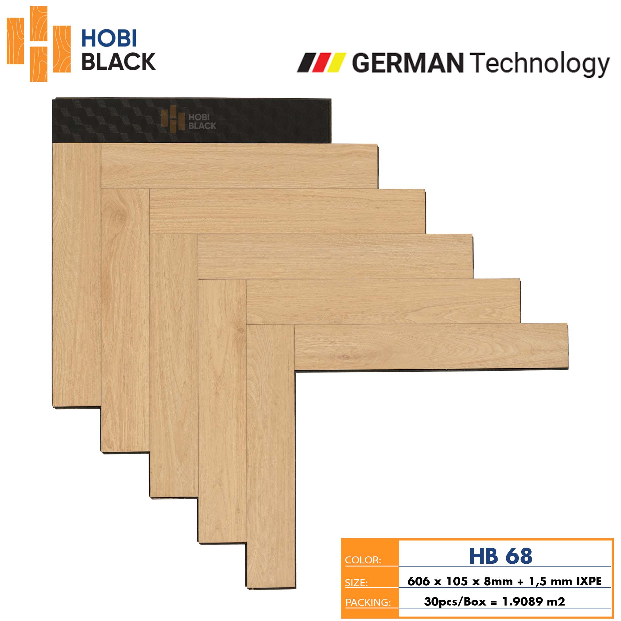 Sàn gỗ Hobi Black xương cá 8mm HB68