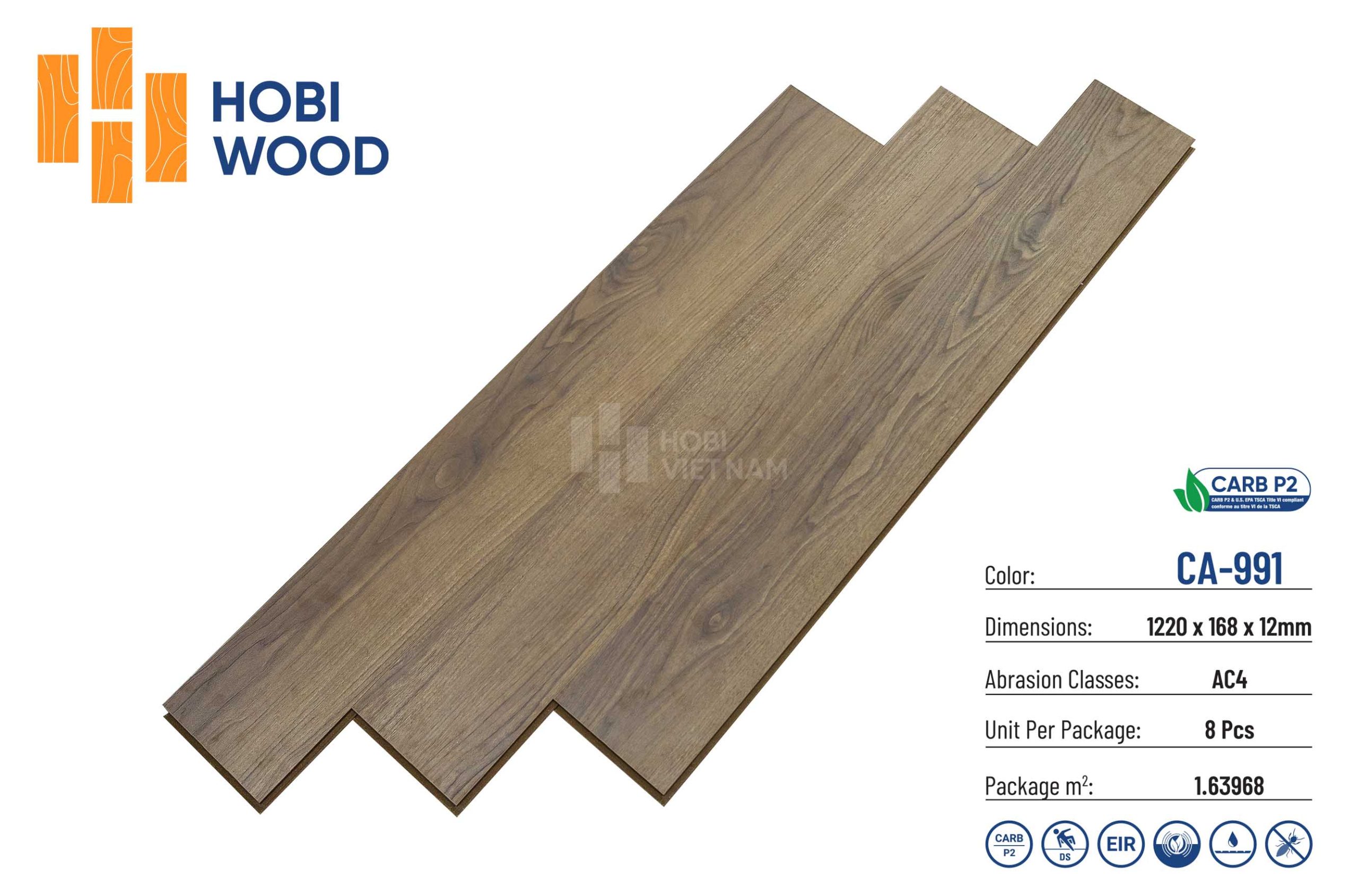 Sàn gỗ Hobi Carb P2 12mm CA991