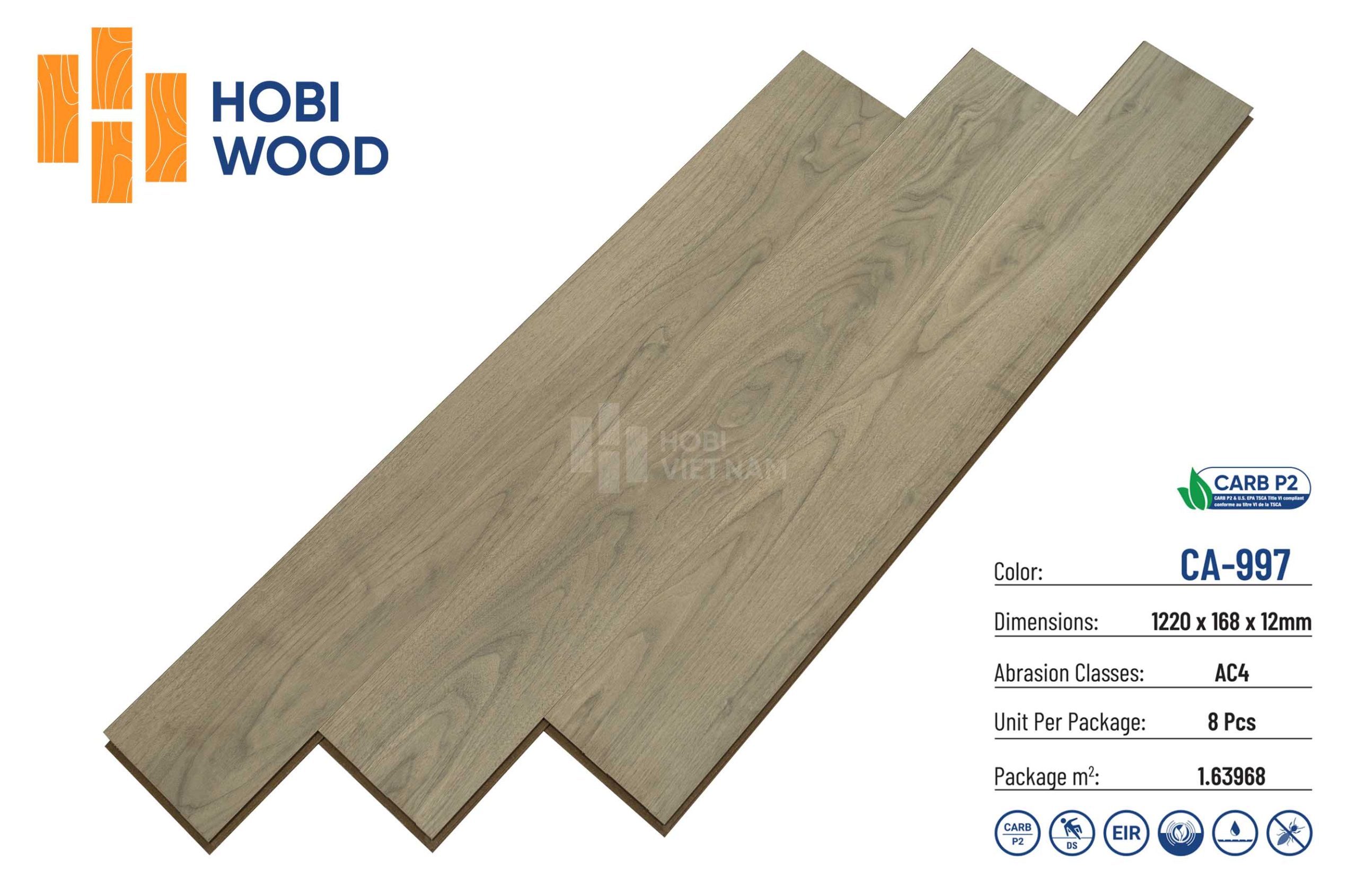 Sàn gỗ Hobi Carb P2 12mm CA997