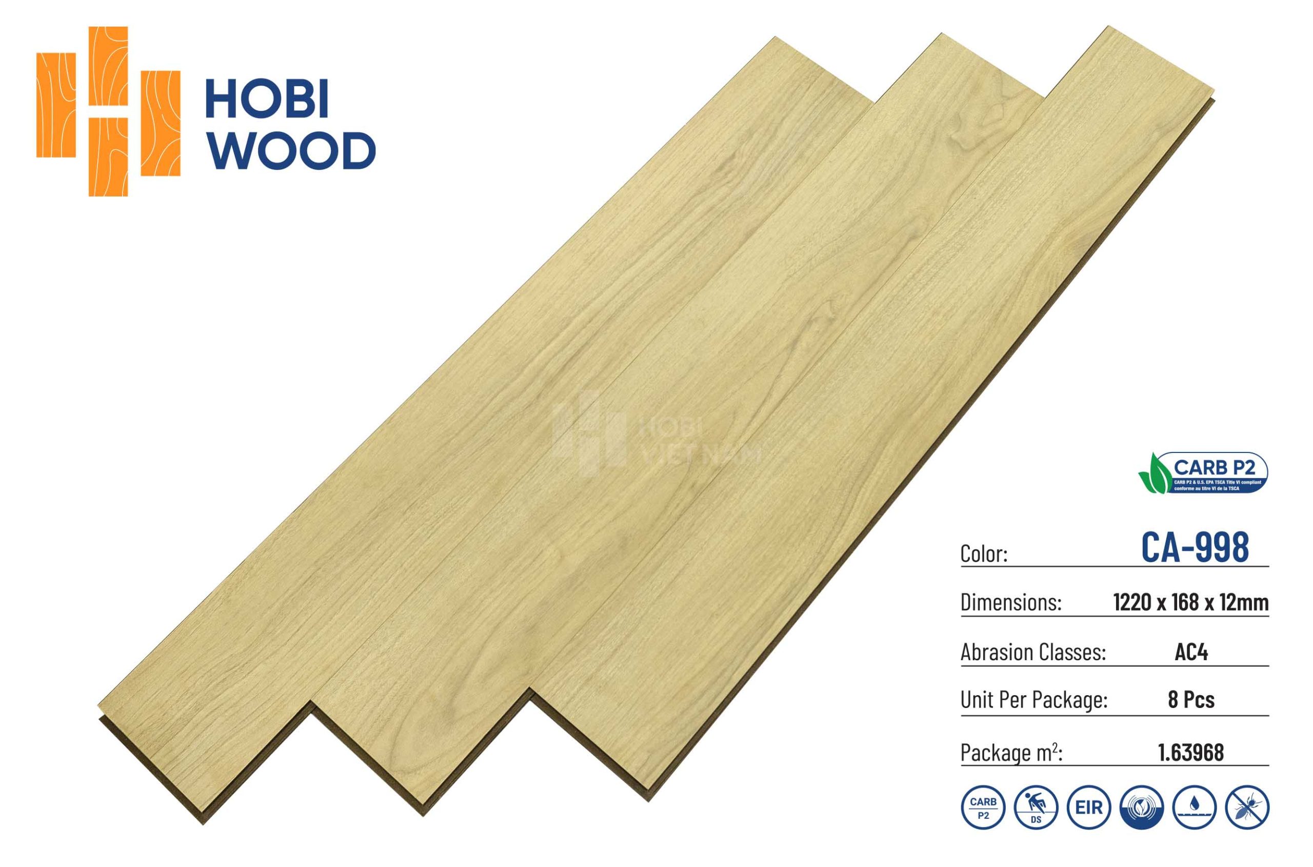 Sàn gỗ Hobi Carb P2 12mm CA998
