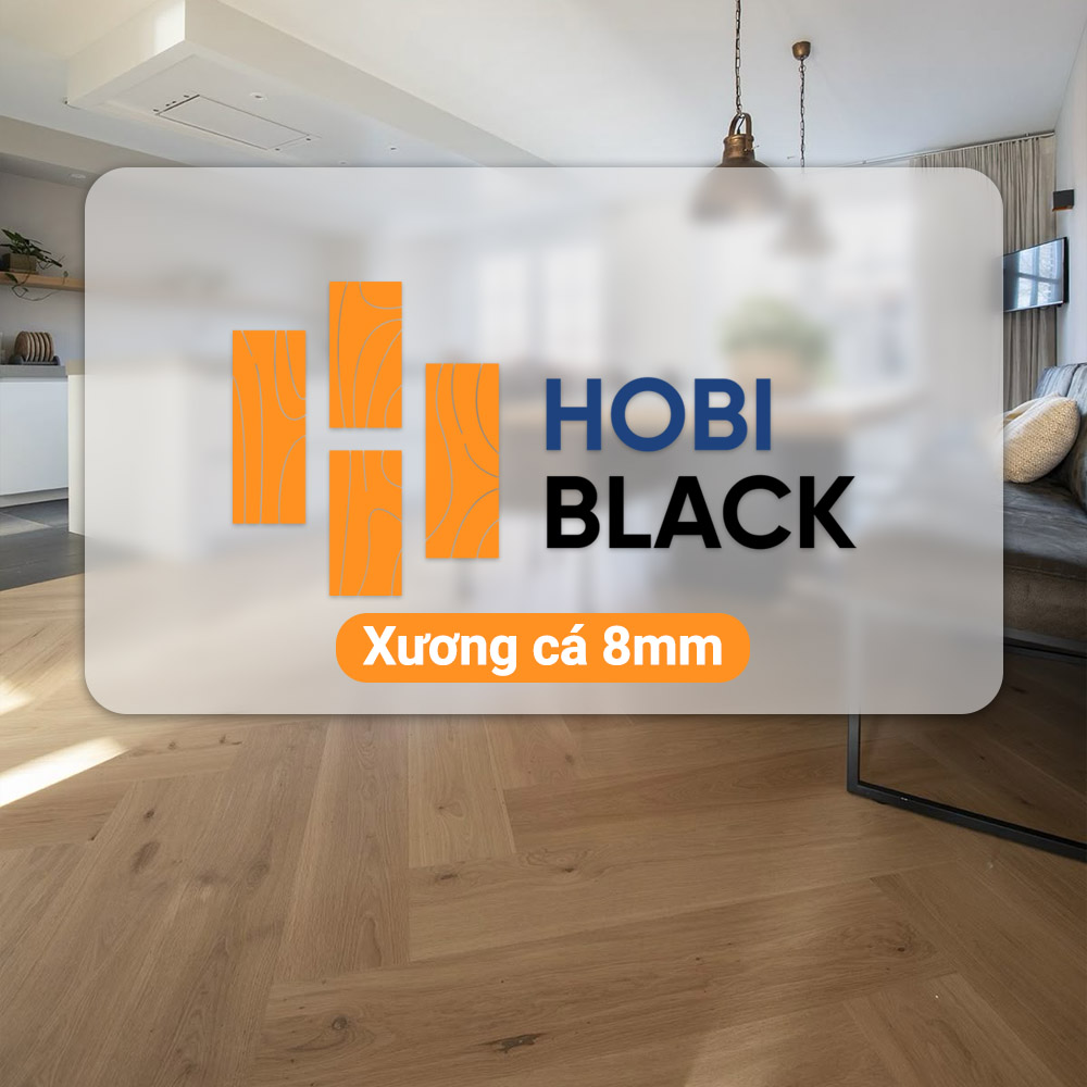 Sàn gỗ hobi black xương cá 8mm