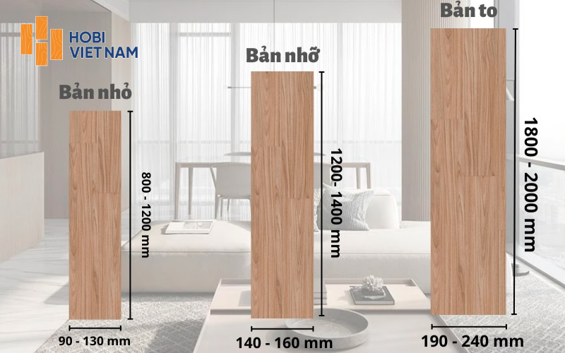 Phân loại chiều rộng sàn gỗ từ bản nhỏ đến bản to