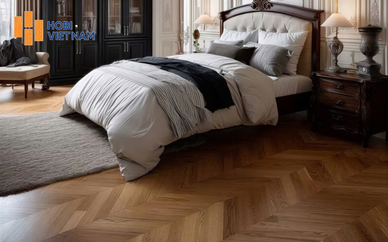 Mẫu sàn gỗ màu óc chó đậm