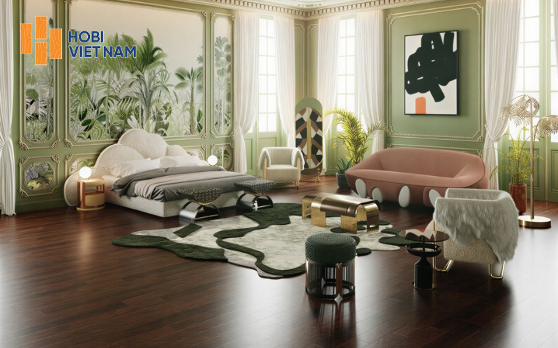 Sàn gỗ công nghiệp màu nâu đậm