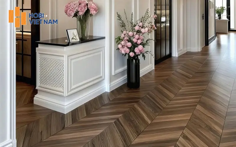 Mẫu sàn gỗ xương cá vân gỗ