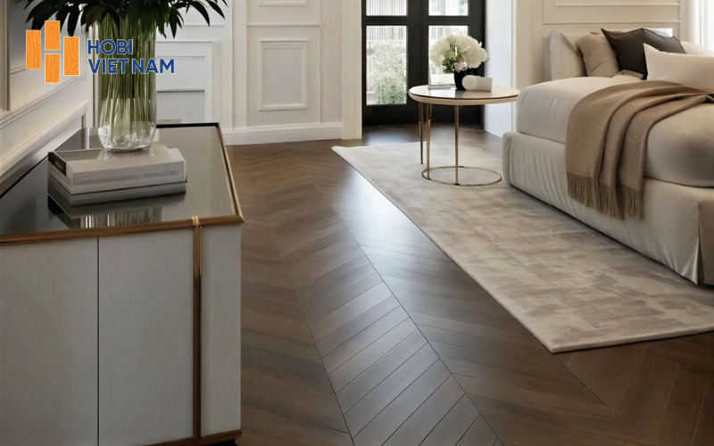 Mẫu sàn gỗ xương cá phòng ngủ