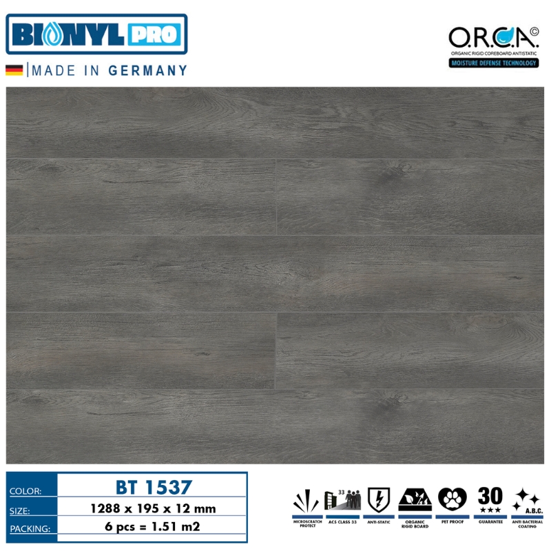 Sàn gỗ Binyl Pro cốt đen công nghệ O.R.C.A chống thấm kép