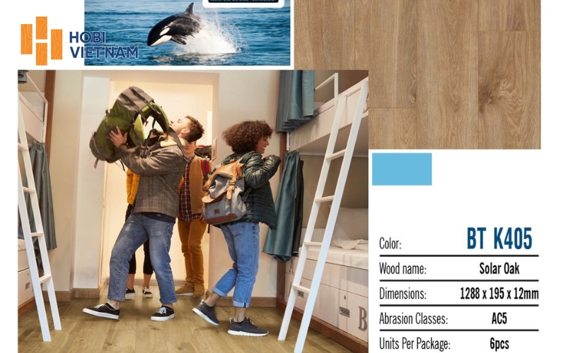 Sàn gỗ cốt đen Binyl Pro màu BT K405