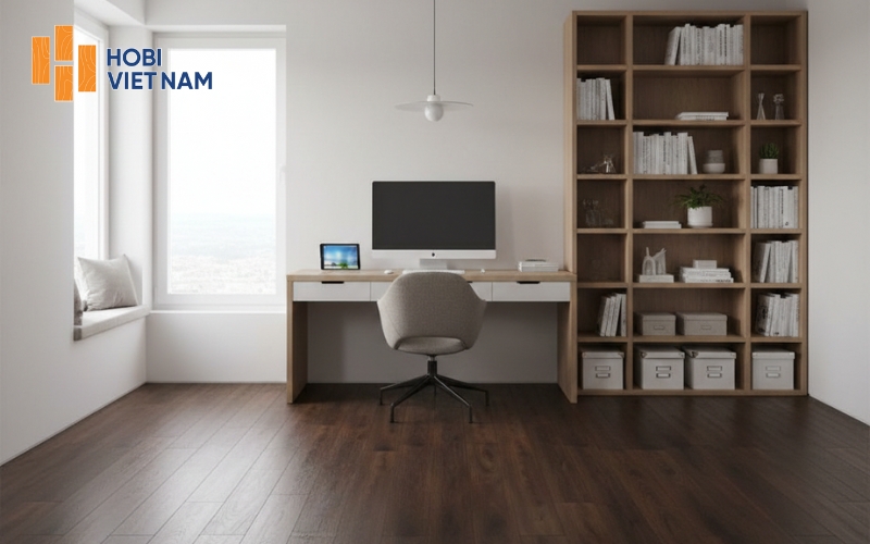 Sàn gỗ cốt đen Charm Black tone nâu đậm