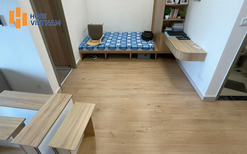 Sàn gỗ cốt đen Binyl Pro khu vực phòng ngủ