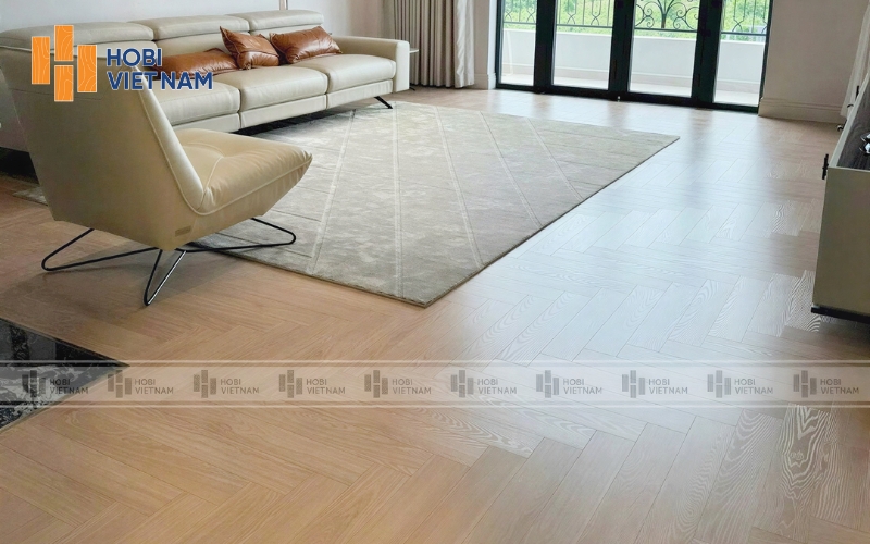 Sàn gỗ cốt đen khu vực phòng khách