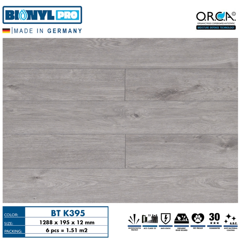 Sàn gỗ cốt đen Binyl Pro tone xám