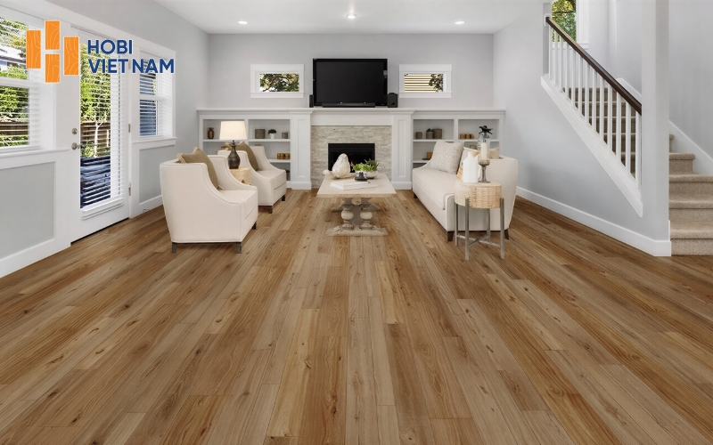 Sàn gỗ Paracel Luxury cốt đen tại khu vực phòng khách