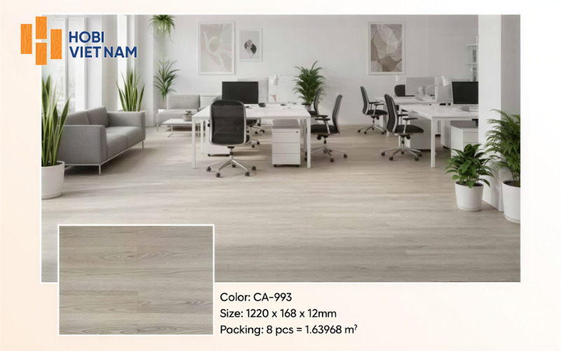 Sàn gỗ công nghiệp Hobi Carb lót văn phòng, hiện đại và chuyên nghiệp, nâng tầm không gian