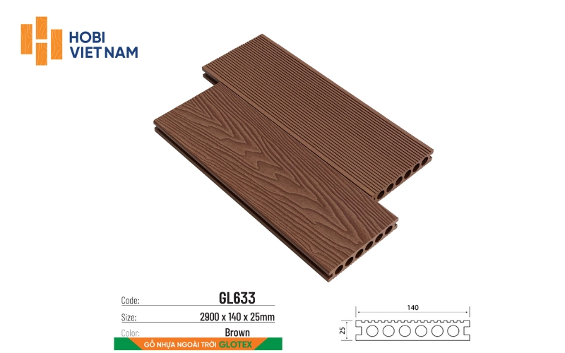 Sàn gỗ ngoài trời Glotex mã GL633