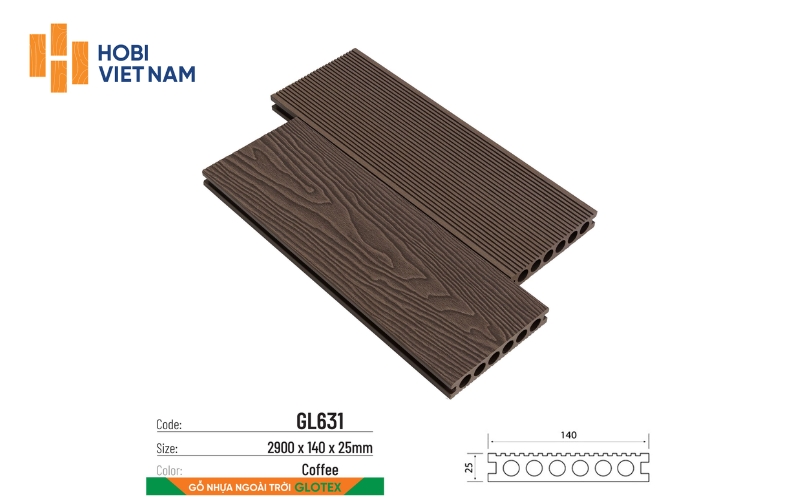 Sàn gỗ ngoài trời Glotex mã GL631