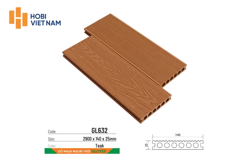 Sàn gỗ ngoài trời Glotex mã GL632