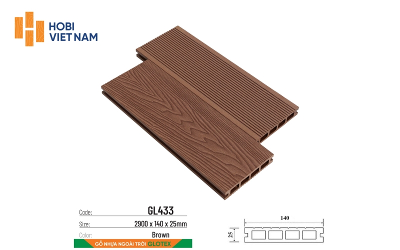Sàn gỗ ngoài trời Glotex mã GL433