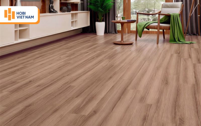 Không gian phòng khách chung cư cao cấp sử dụng sàn gỗ công nghiệp hiện đại