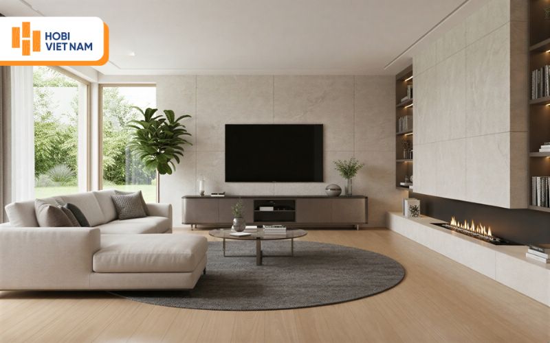 Sàn gỗ Hobi Carb lát phòng khách