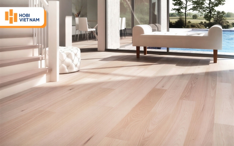 Sử dụng sàn gỗ gam màu sáng giúp không gian rộng rãi hơn