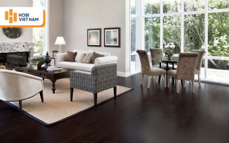 Vẻ đẹp đẳng cấp từ mẫu sàn gỗ nâu sẫm phong cách sang trọng