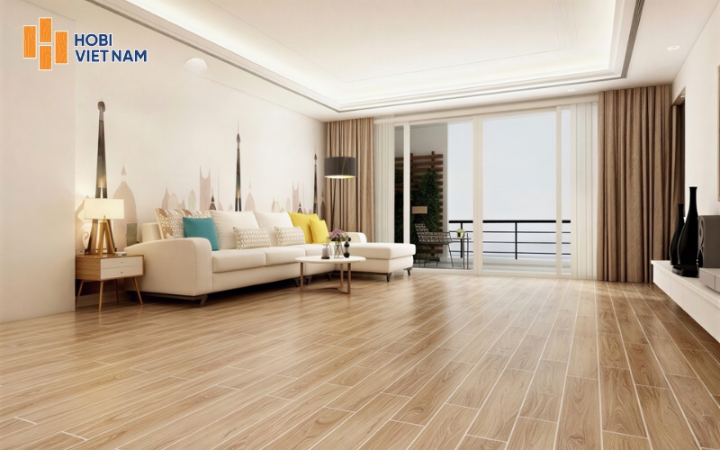 Sàn gỗ màu trung tính tạo sự cân bằng và dễ phối nội thất