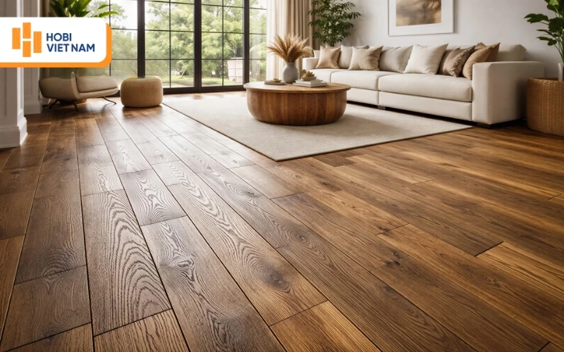 Bề mặt sàn gỗ vân nổi 3D tạo cảm giác chân thực khi chạm