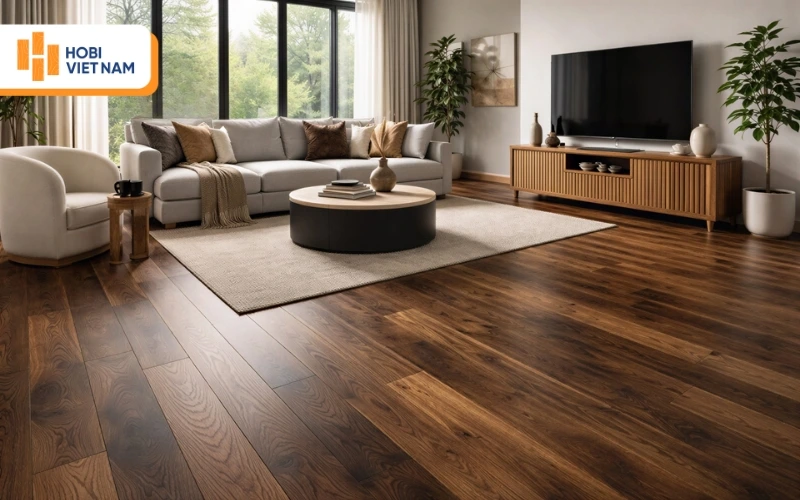Mẫu sàn gỗ vân đậm sắc nét làm nổi bật cá tính chủ nhân