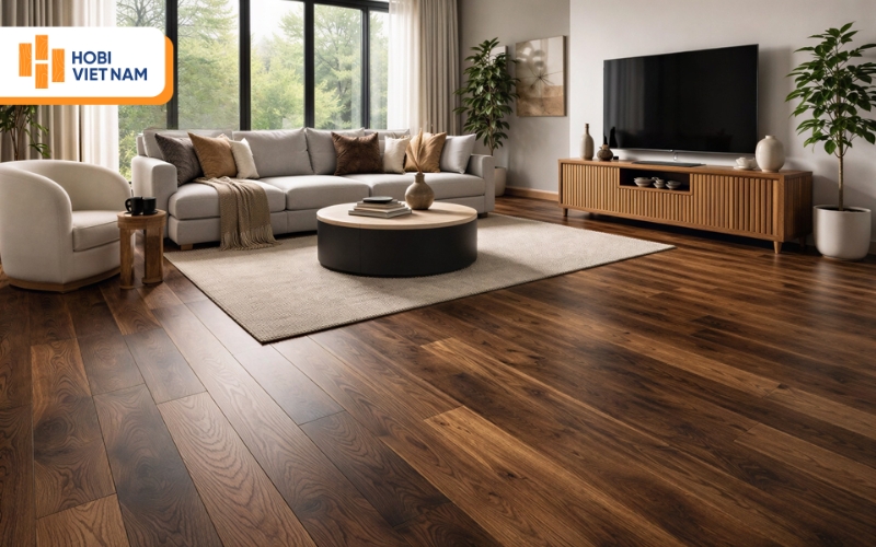 Mẫu sàn gỗ vân đậm sắc nét làm nổi bật cá tính chủ nhân
