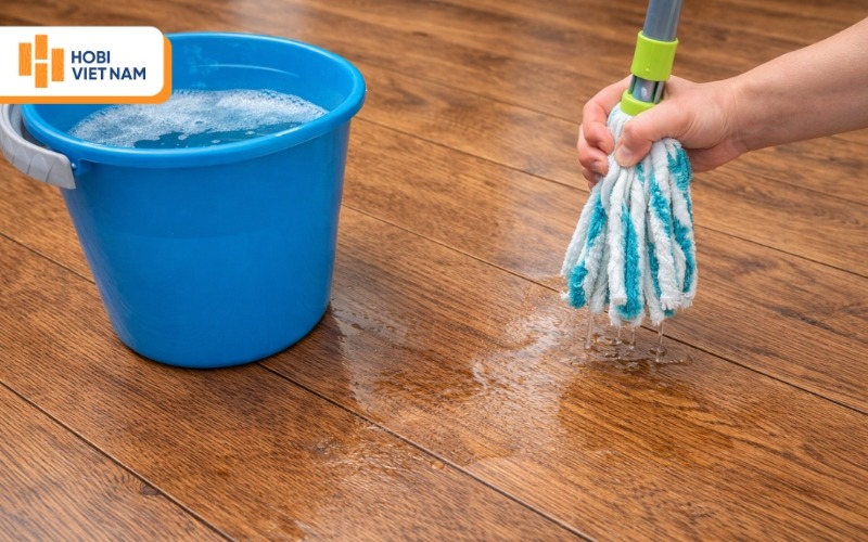 Pha nước lau sàn gỗ đúng tỷ lệ