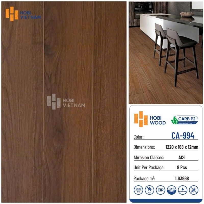Sàn gỗ công nghiệp Hobi Carb có cốt gỗ đạt chuẩn CARB P2