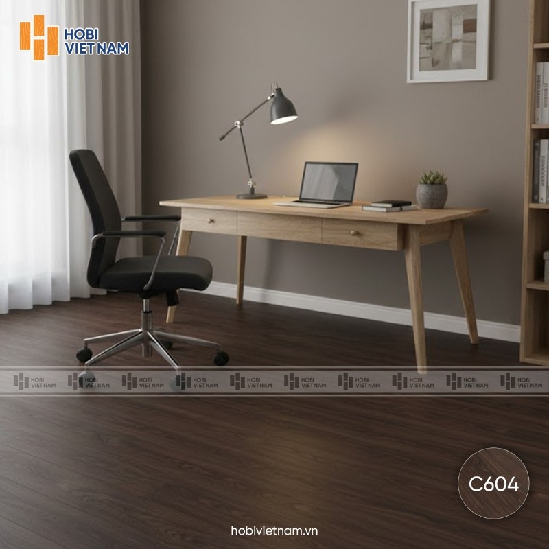 Sàn nhựa Glotex C604 màu nâu vân gỗ cổ điển
