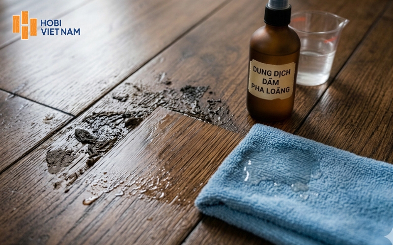 Sử dụng dấm pha loãng vệ sinh sàn gỗ