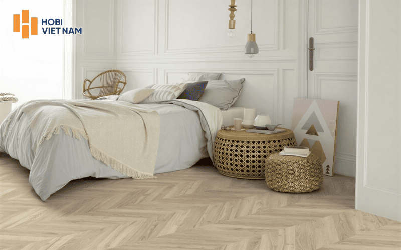 Sàn gỗ công nghiệp xương cá tông sáng, mang nét đẹp hiện đại và trang nhã