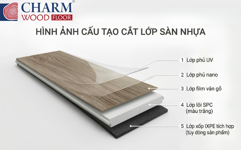 Cấu tạo của sàn nhựa Charm