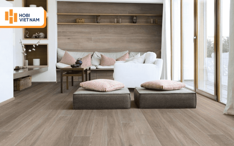 Sàn nhựa giả gỗ chống nước ít bị biến dạng khi tiếp xúc với nước trong thời gian ngắn