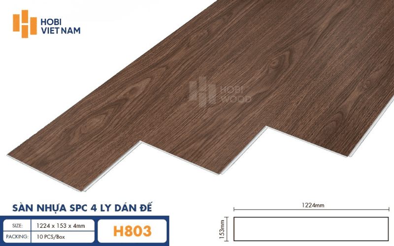 Mẫu sàn nhựa hèm khóa thẳng 4mm vân gỗ tự nhiên hiện đại