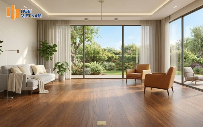 Sàn nhựa PVC vân gỗ tạo không gian ấm áp, sang trọng, hài hòa