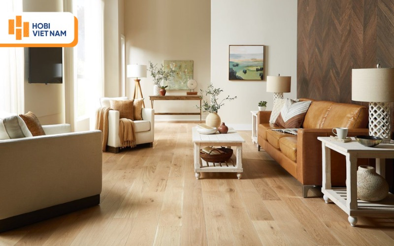 Sàn PVC giả gỗ lát phòng khách nhà ở